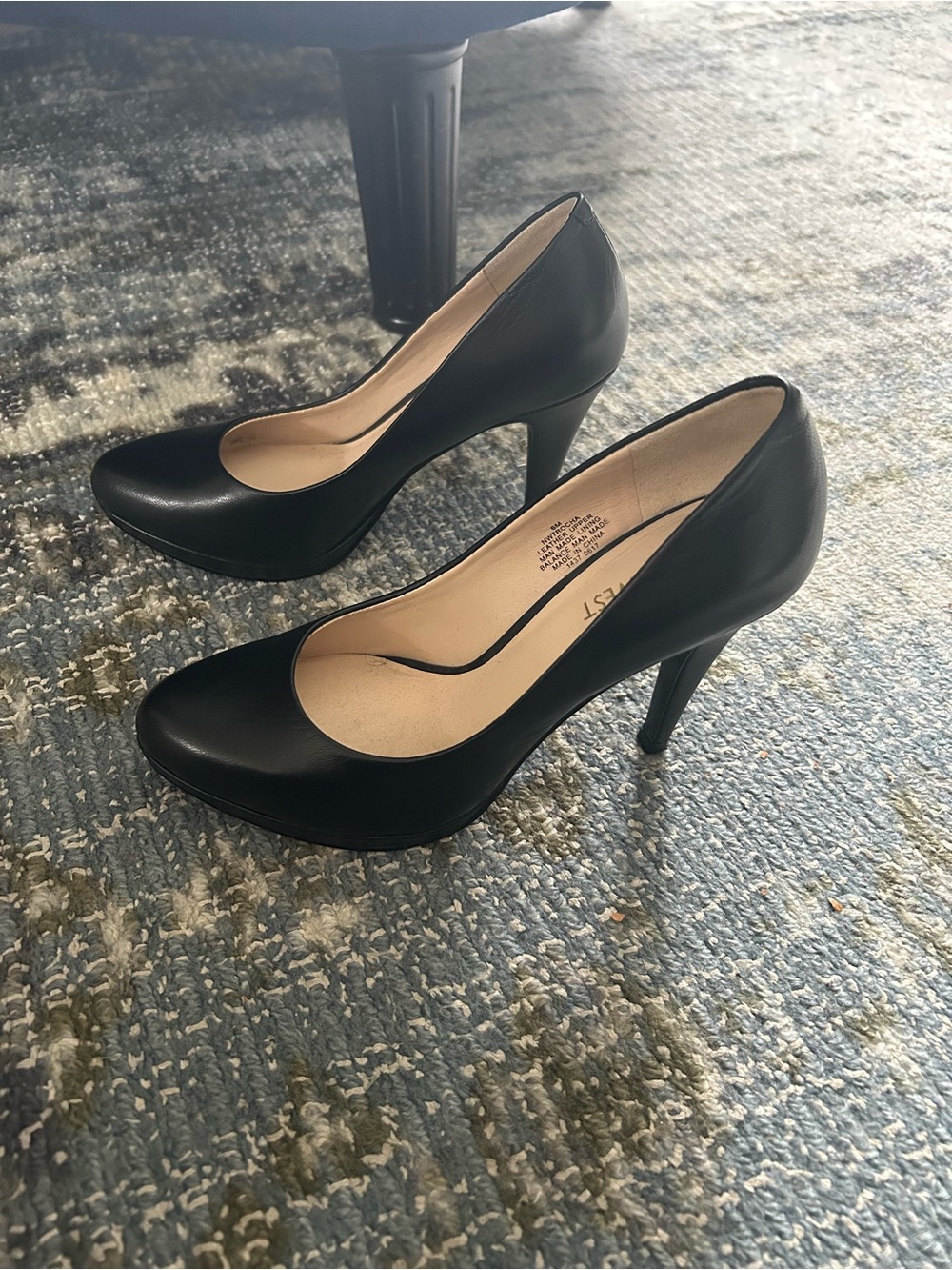 Nine West Black Leather High Heel Pumps